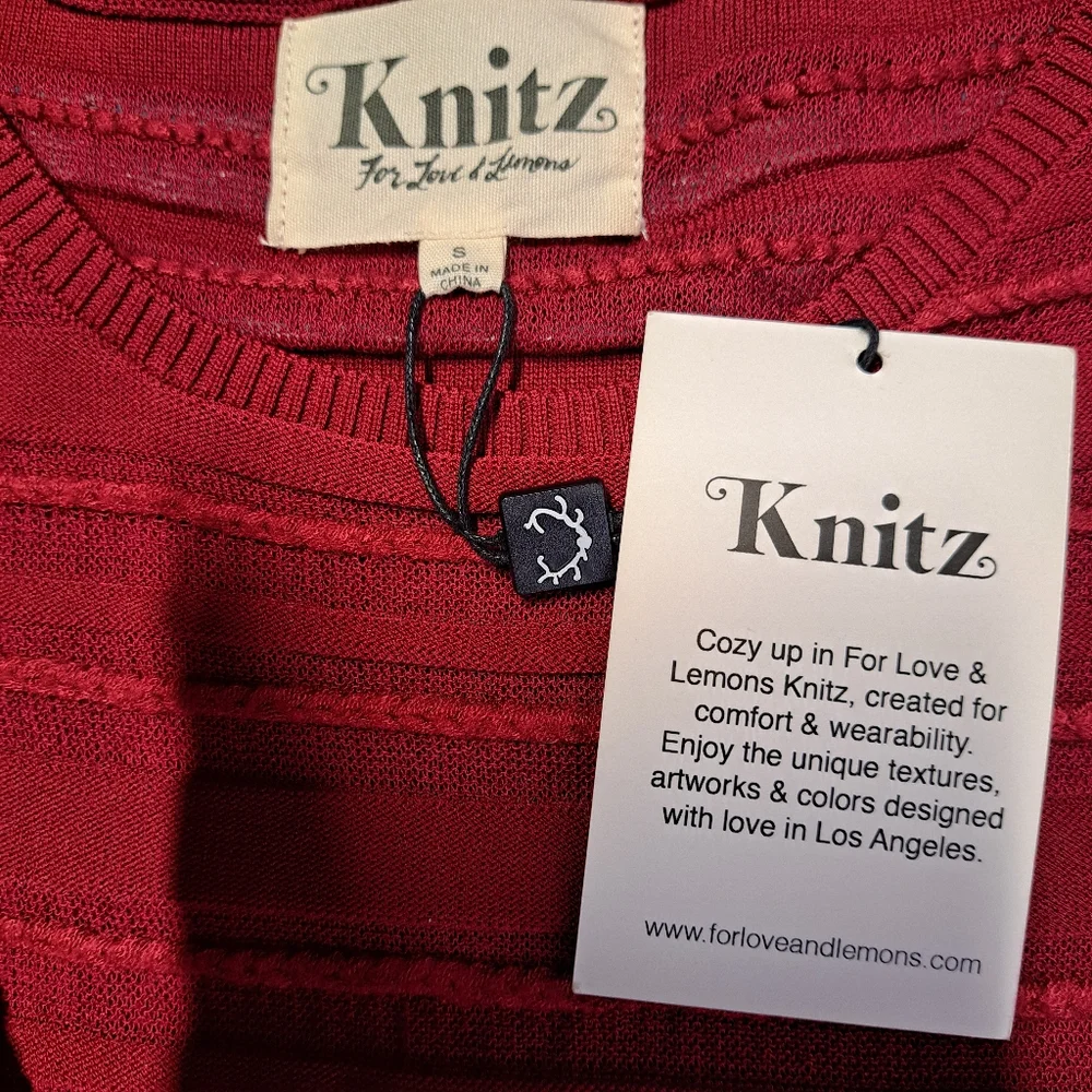 For Love And Lemons Burgundy Sheer-Stripe Ruffle Mini Dress - Picture 4 of 10